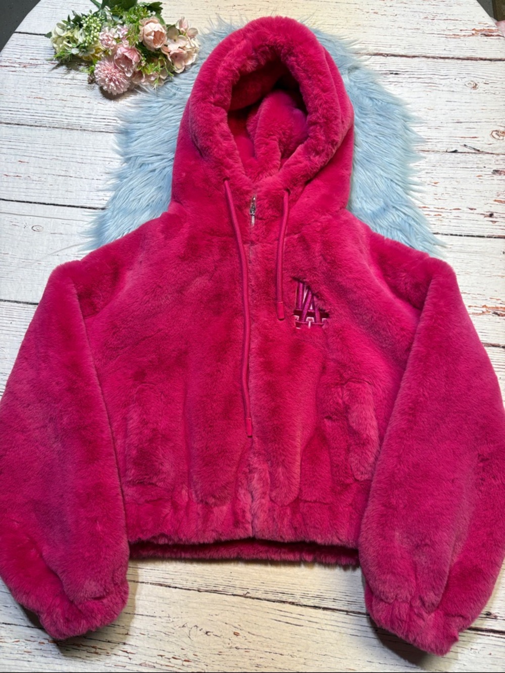 Pro Standard LA Dodgers MLB Faux Fur Pink Jacket sz XL - Picture 1 of 10